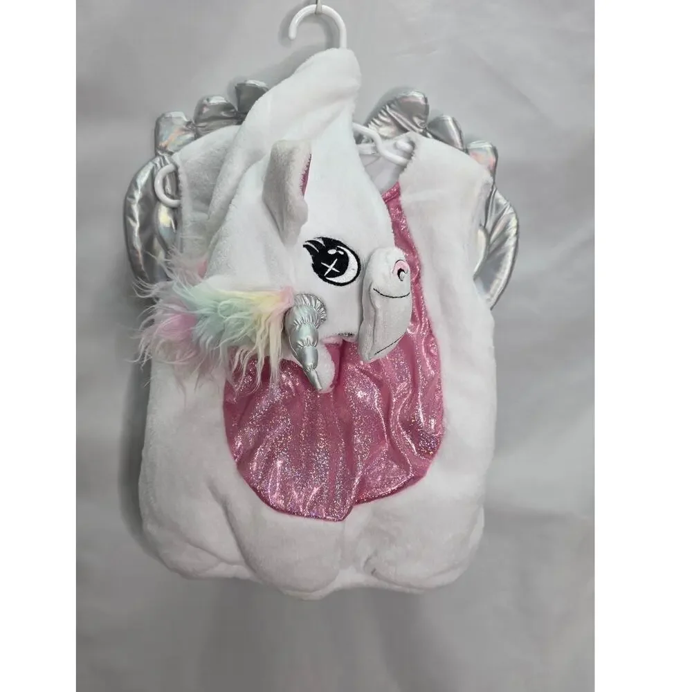 Spirit Halloween White Unicorn Pink Sparkle Belly Plush Costume 18-24 Months